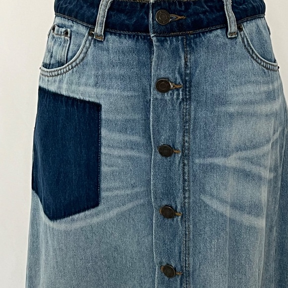 MUNTHE Mid Length Jean Skirt-Button Front Sz 38 (US 8)-Like NEW - Picture 3 of 14